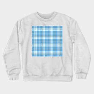 Blue and White Tartan Plaid Pattern Crewneck Sweatshirt